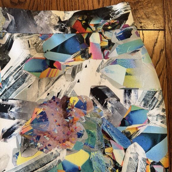 Jaded London Crystal Cyberwave Asymmetrical Skirt Womens M Stretch Abstract UK - Picture 12 of 16